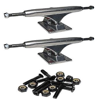 Warehouse Skateboards Standard Polished Skateboard Trucks - 5.0" Hanger 7.75" Axle with 1" Raven Black Hardware - Bundle of 2 items