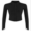 Tanming Women's Full Zip Seamless Workout Jacket Running Yoga Slim Fit Track JacketBlack-L view 1