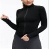 Tanming Women's Full Zip Seamless Workout Jacket Running Yoga Slim Fit Track JacketBlack-L view 2