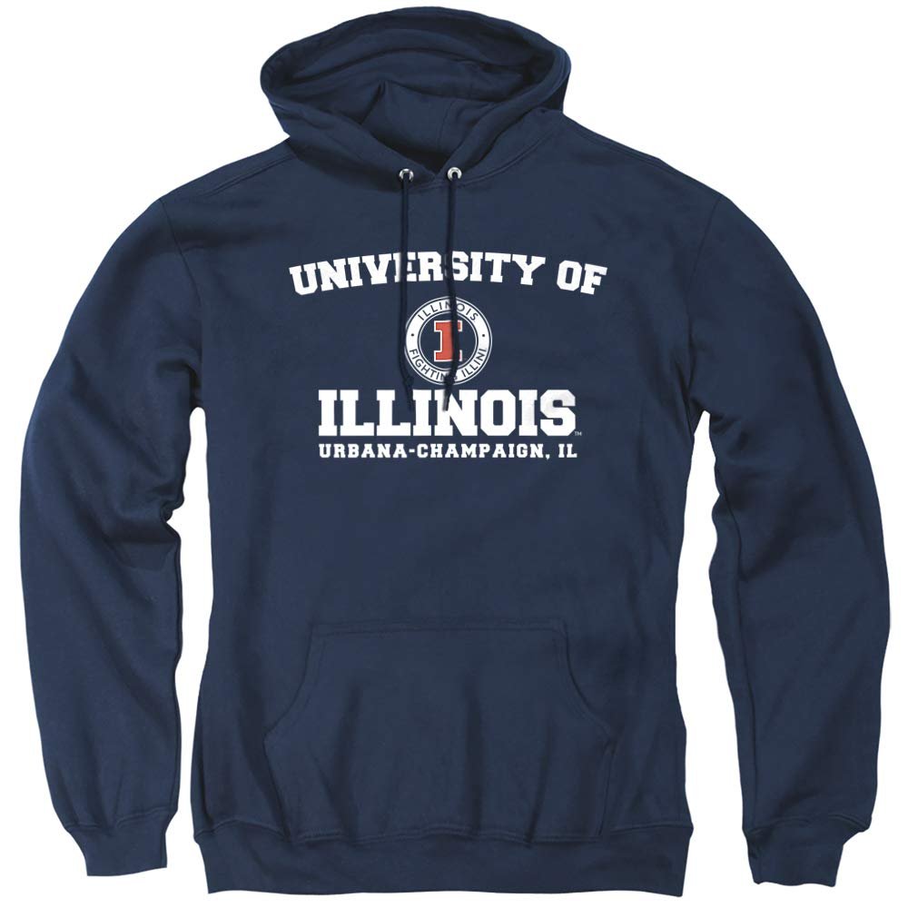 University of Illinois Official Circle Logo Unisex Adult Pull-Over Hoodie,Navy, Medium