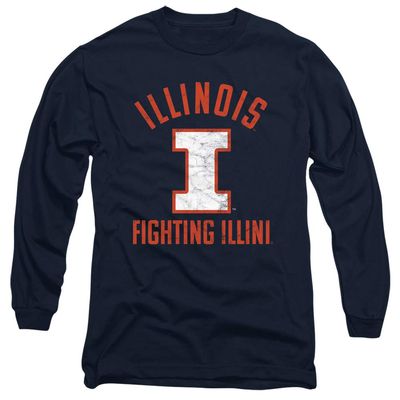 University of Illinois Official UIUC Logo Unisex Adult Long-Sleeve T Shirt,Navy, Small
