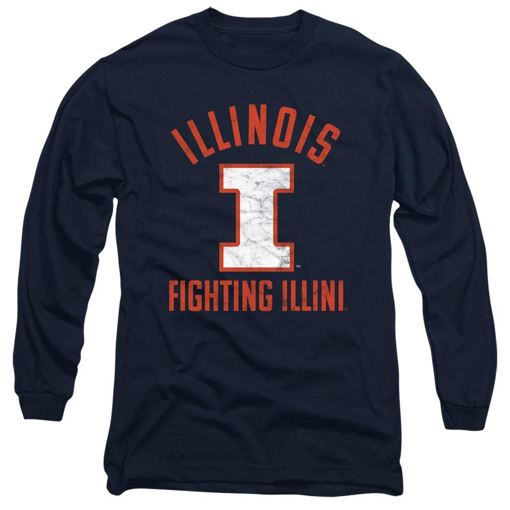 University of Illinois Official UIUC Logo Unisex Adult Long-Sleeve T Shirt,Navy, Small