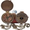 Engraved Brass Compass- Personalized Sundial Compass, Viking Compass Gift to Her, Nautical Gift for Boyfriend Perfect and Unique Gift with Leather Case view 1