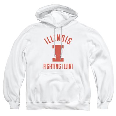 University of Illinois Official One Color UIUC Logo Unisex Adult Pull-Over Hoodie,White, Large