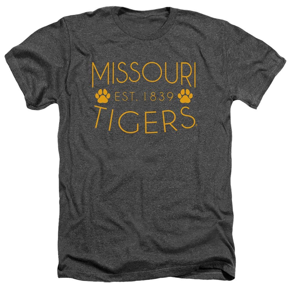 University of Missouri Mizzou Official Simple Unisex Adult Heather T Shirt,Charcoal Heather, 2X-Large