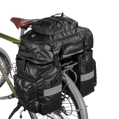 HUNTVP Bike Bag Bike Pannier Bag 3 in 1 Rack Saddle Bag Backpack Rear Seat Bag Shoulder Bag Laptop Pannier Cargo Rack Bicycle Bag with Rain Cover (Black)