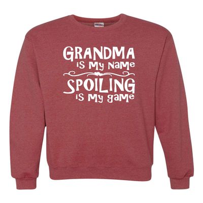 Go All Out XX-Large Vintage Heather Red Adult Grandma Is My Name Spoiling Is My Game Sweatshirt Crewneck