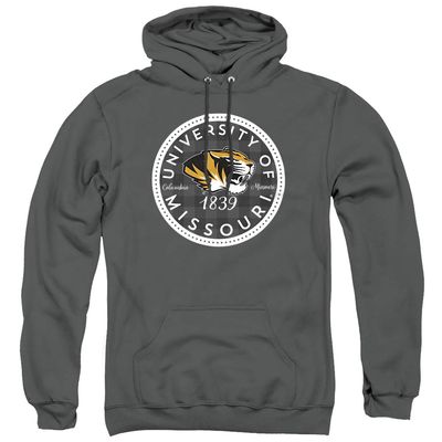 University of Missouri Mizzou Official Plaid Badge Unisex Adult Pull-Over Hoodie,Charcoal, Medium