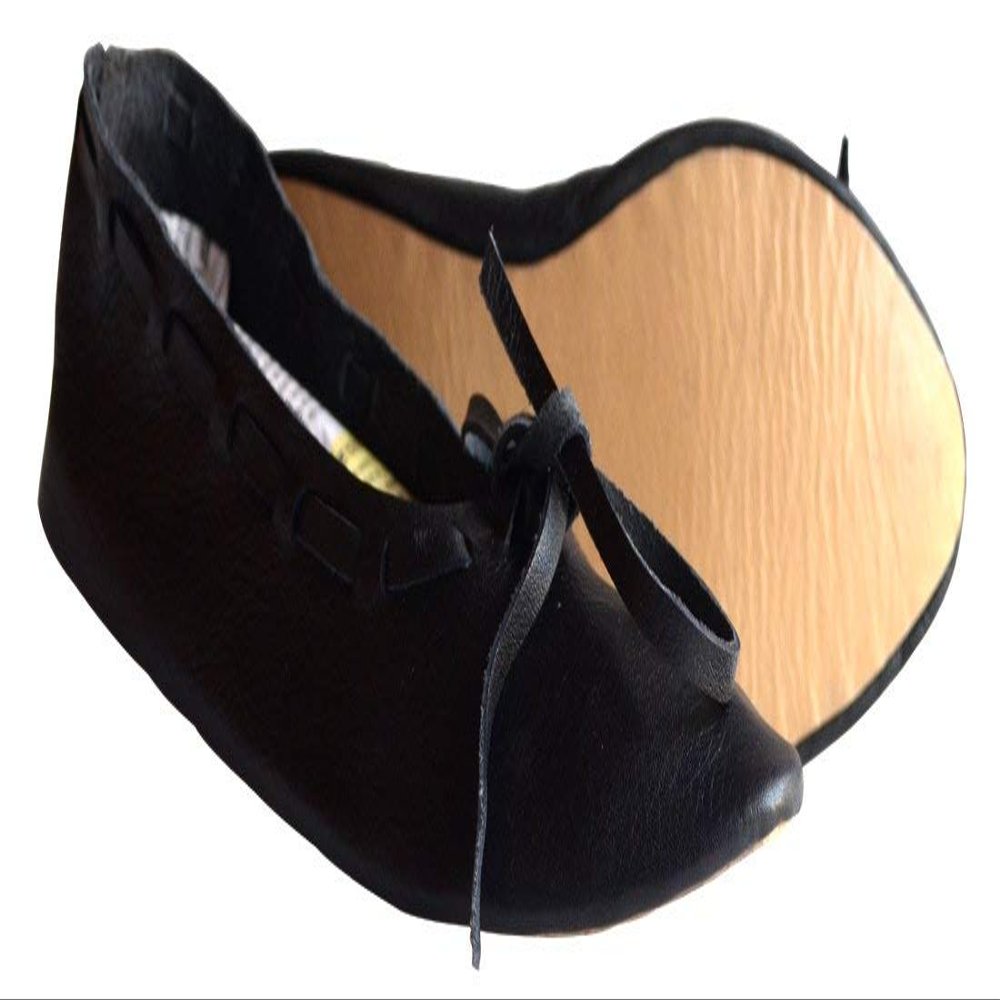Allbeststuff Medieval Leather Female Flats Natural Leather Women Medieval Flat Footwear Renaissance Shoes ABS (Black, 5)