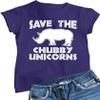 Go All Out XX-Large Purple Womens Save The Chubby Unicorns Funny Rhino T-Shirt view 1