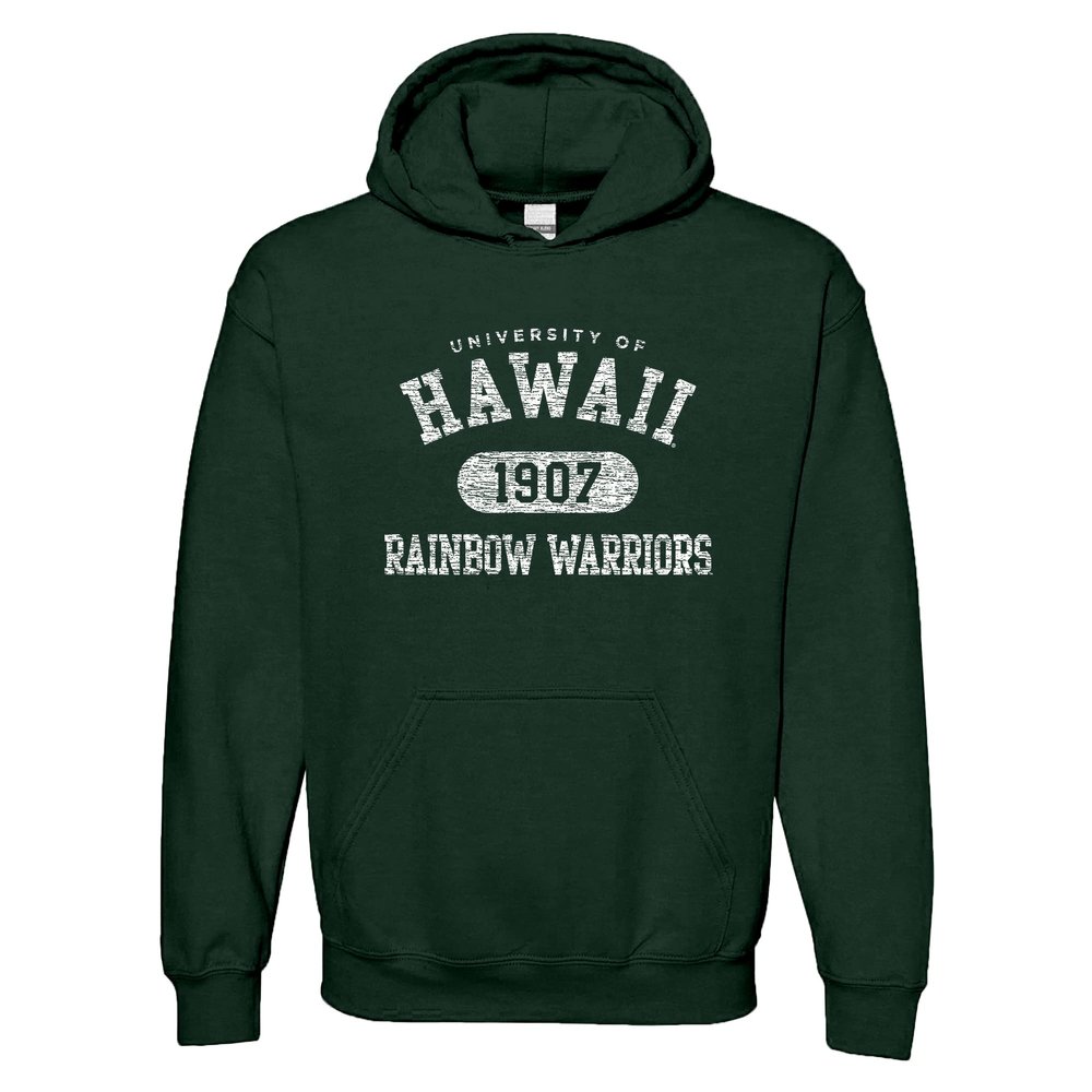 AH20 - Hawaii Rainbow Warriors Athletic Arch Hoodie - 2X-Large - Forest