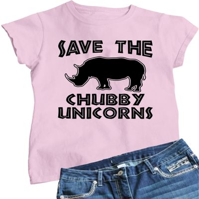 Go All Out XX-Large Pink Womens Save The Chubby Unicorns Funny Rhino T-Shirt