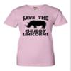 Go All Out XX-Large Pink Womens Save The Chubby Unicorns Funny Rhino T-Shirt view 3