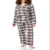 Amazon Essentials Women's Flannel Long-Sleeve Button Front Shirt and Pant Pajama Set, Red Tartan, Large view 3