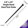 Moose Supply Single Head Tent Stakes - Heavy Duty Steel Tent Stakes, Versatile Ground Spikes to Anchor Commercial Inflatables, Party Tents, and Outdoor Camping Shelters, 3/4 x 24 Inch, 10-Pack view 2