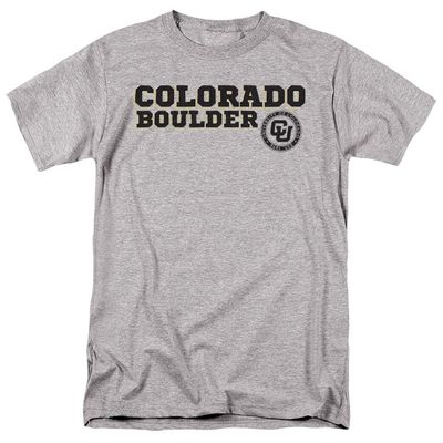 University of Colorado Official Block Text Unisex Adult T-Shirt, Athletic Heather, Medium