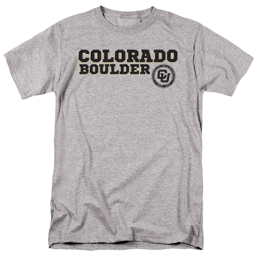 University of Colorado Official Block Text Unisex Adult T-Shirt, Athletic Heather, Medium