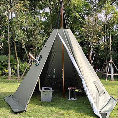 Waterproof Pyramid Indian Yurt Camping Awning Canopy Tent W/Chimney Hole