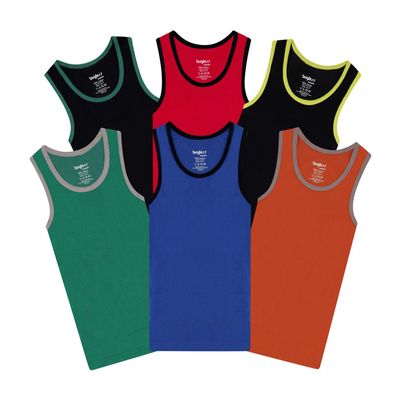 Buyless Fashion Boys Scoop Neck Tagless Undershirts Soft Cotton Tank Top (6 Pack) 6-7