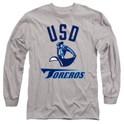 University of San Diego Official One Color Toreros Logo Unisex Adult Long-Sleeve T Shirt,Athletic Heather, 3X-Large