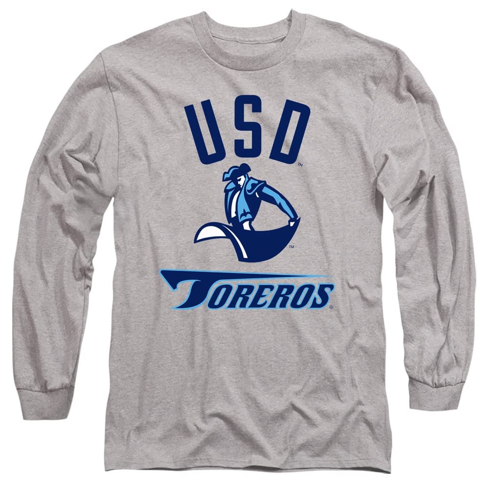 University of San Diego Official One Color Toreros Logo Unisex Adult Long-Sleeve T Shirt,Athletic Heather, 3X-Large