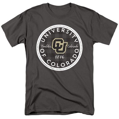 University of Colorado Official Plaid Badge Unisex Adult T-Shirt, Charcoal, 3X-Large