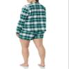 Amazon Essentials Women's Lightweight Woven Flannel Pajama Set with Shorts, Dark Green White Plaid, X-Large view 4
