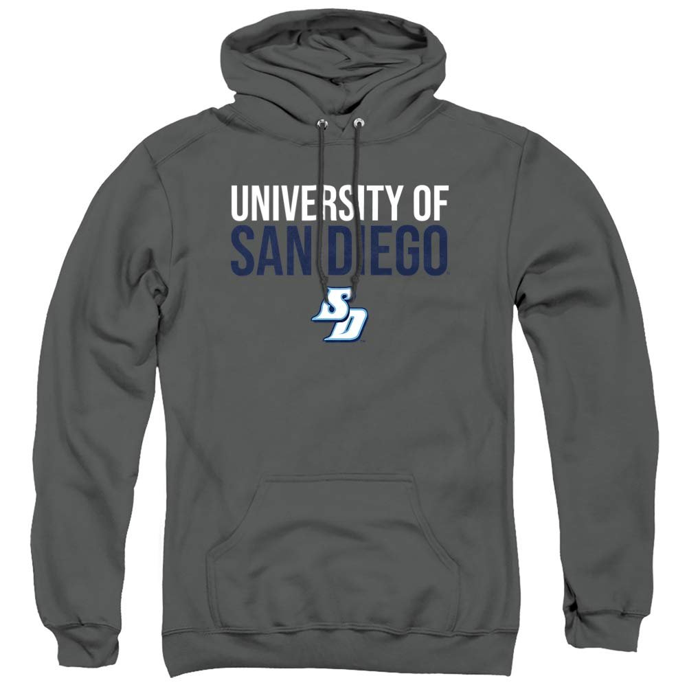 University of San Diego Official Stacked Unisex Adult Pull-Over Hoodie,Charcoal, 2X-Large