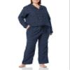 Amazon Essentials Women's Flannel Long-Sleeve Button Front Shirt and Pant Pajama Set, Navy Dots Print, Small view 1