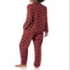 Amazon Essentials Women's Flannel Long-Sleeve Button Front Shirt and Pant Pajama Set, Black Red Mini Buffalo Plaid, X-Large view 2
