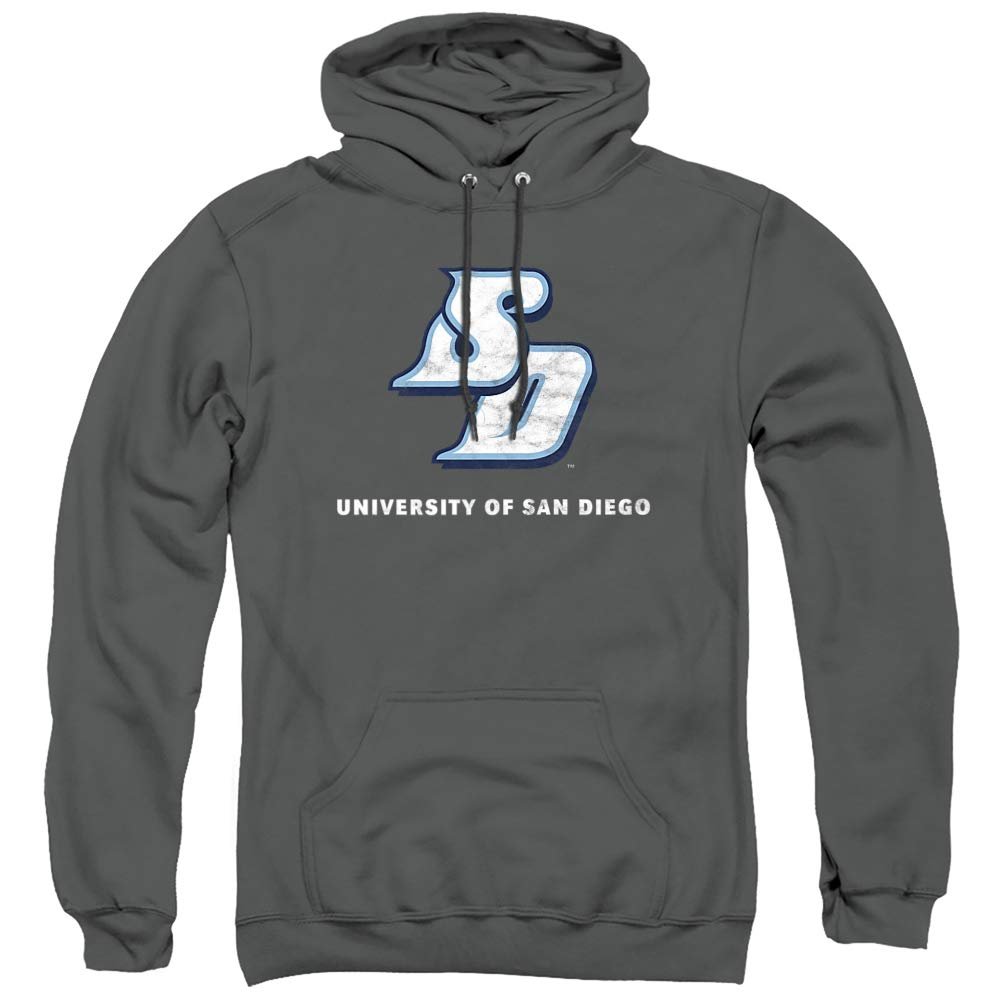 University of San Diego Official Distressed Primary Unisex Adult Pull-Over Hoodie,Charcoal, 3X-Large