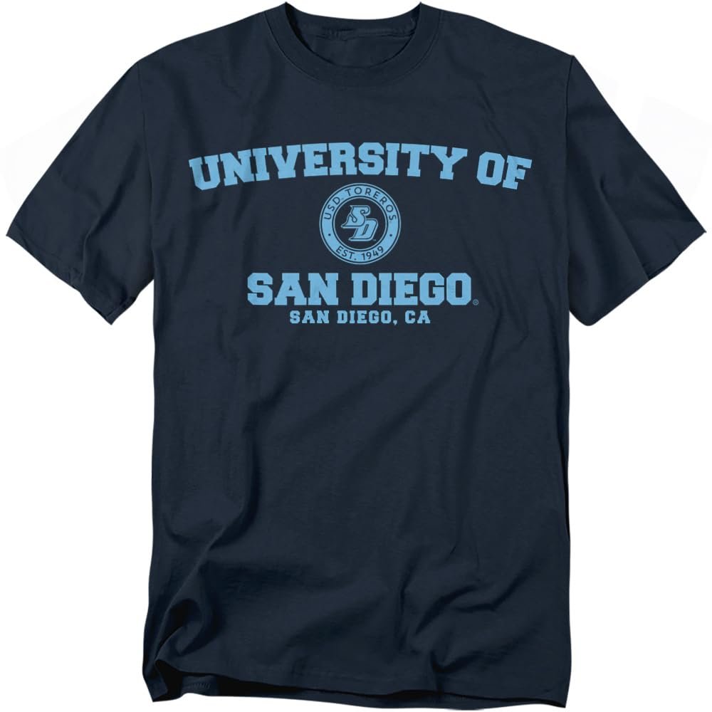 University of San Diego Official Circle Logo Unisex Adult T-Shirt, Navy, 4X-Large