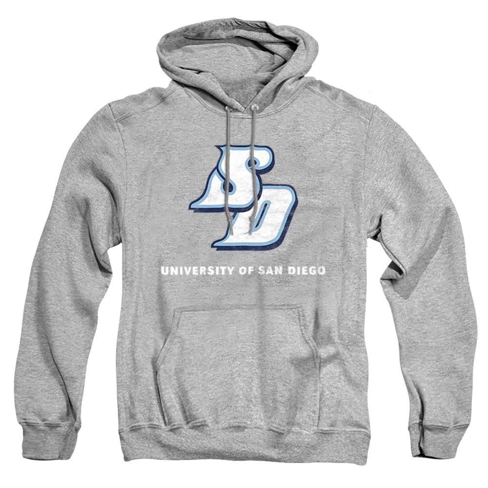 University of San Diego Official Distressed Primary Unisex Adult Pull-Over Hoodie,Athletic Heather, 3X-Large
