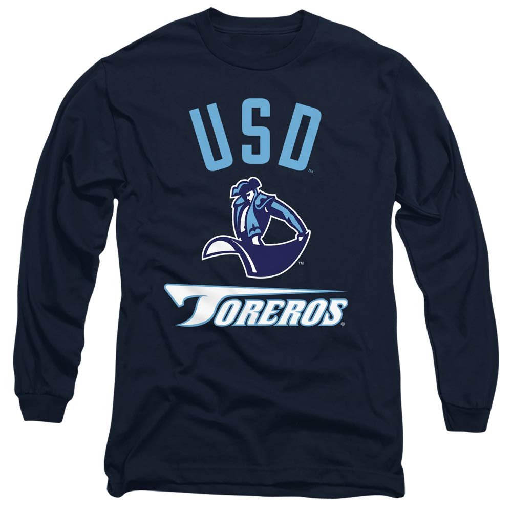 University of San Diego Official One Color Toreros Logo Unisex Adult Long-Sleeve T Shirt,Navy, Small