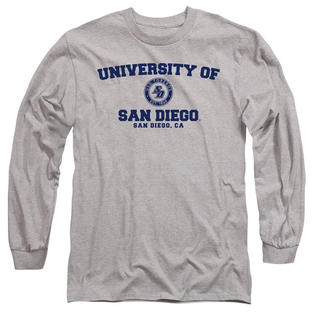 University of San Diego Official Circle Logo Unisex Adult Long-Sleeve T Shirt,Athletic Heather, X-Large