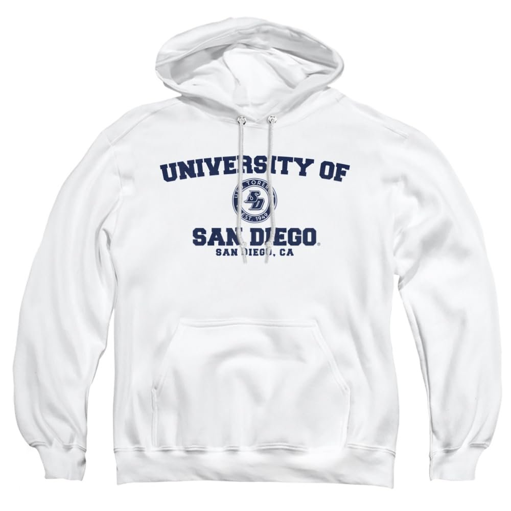 University of San Diego Official Circle Logo Unisex Adult Pull-Over Hoodie,White, X-Large