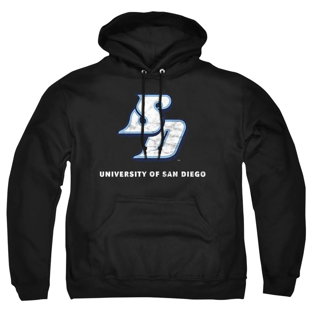 University of San Diego Official Distressed Primary Unisex Adult Pull-Over Hoodie,Black, 3X-Large