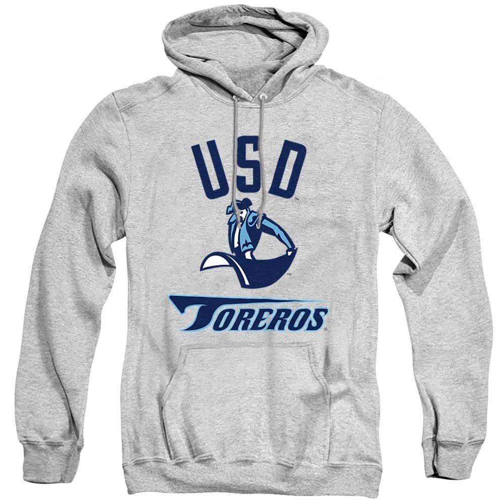 University of San Diego Official One Color Toreros Logo Unisex Adult Pull-Over Hoodie,Athletic Heather, Small