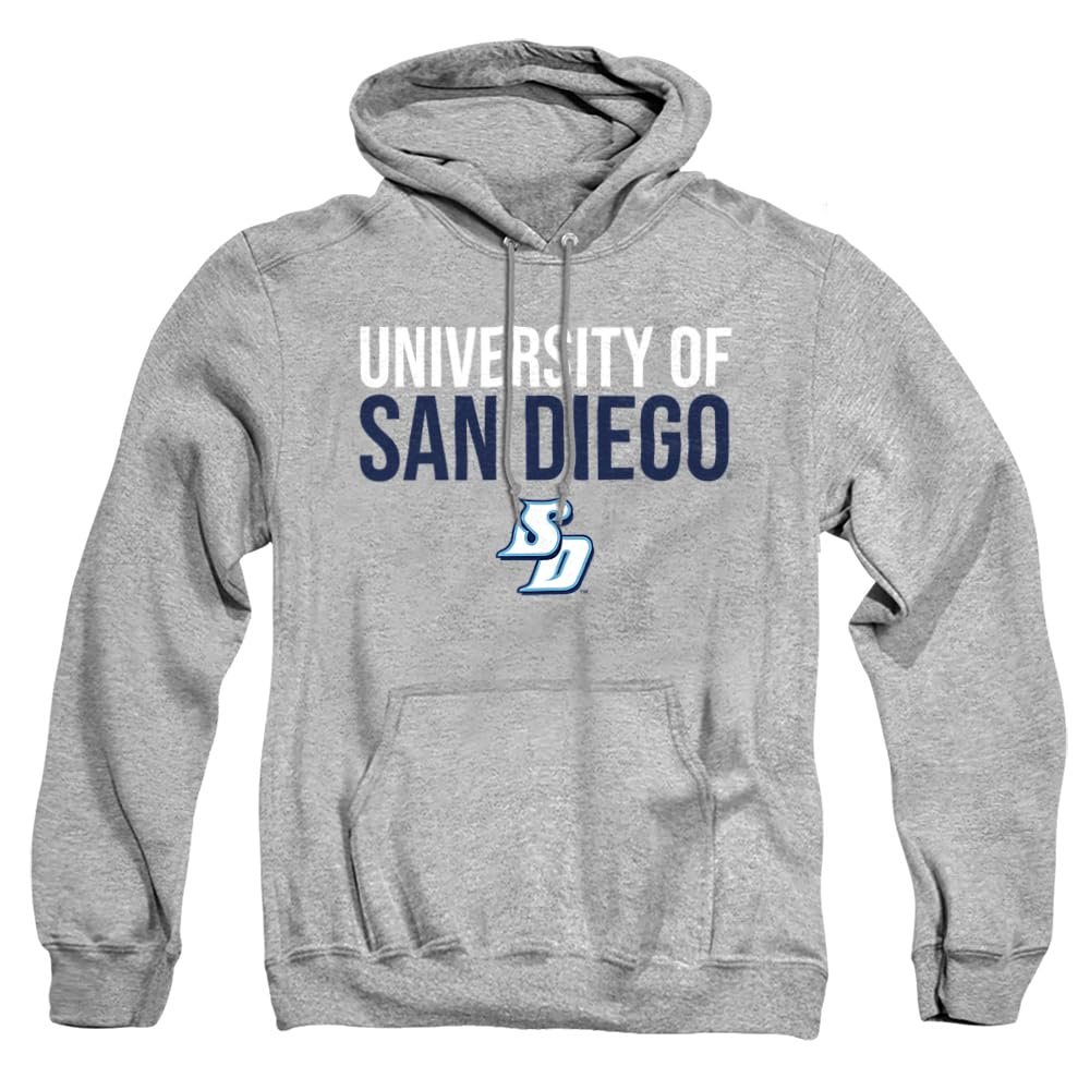 University of San Diego Official Stacked Unisex Adult Pull-Over Hoodie,Athletic Heather, 2X-Large