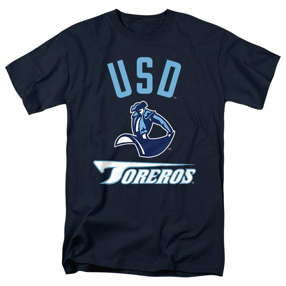 University of San Diego Official One Color Toreros Logo Unisex Adult T-Shirt, Navy, 3X-Large