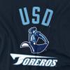 University of San Diego Official One Color Toreros Logo Unisex Adult T-Shirt, Navy, 3X-Large view 2