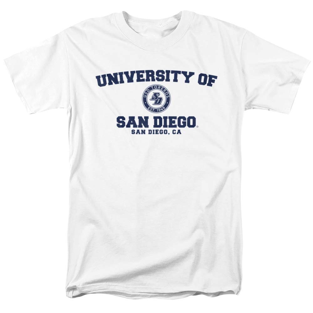 University of San Diego Official Circle Logo Unisex Adult T-Shirt, White, 5X-Large
