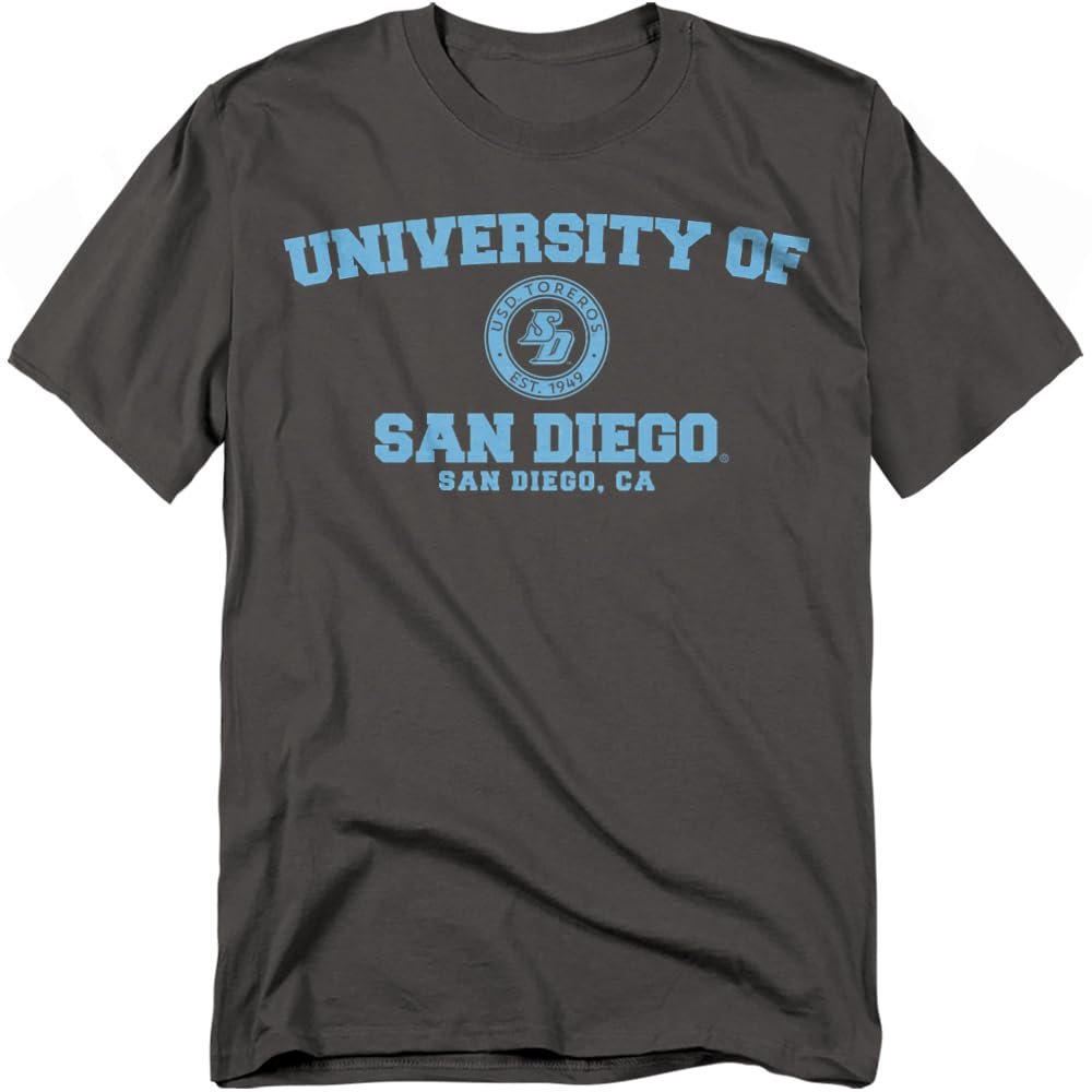 University of San Diego Official Circle Logo Unisex Adult T-Shirt, Charcoal, 5X-Large