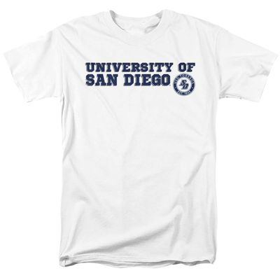 University of San Diego Official Block Text Unisex Adult T-Shirt, White, 5X-Large