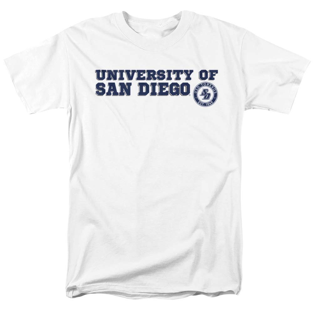 University of San Diego Official Block Text Unisex Adult T-Shirt, White, 5X-Large
