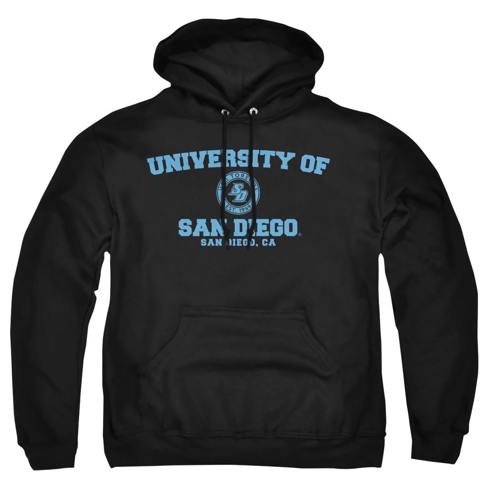 University of San Diego Official Circle Logo Unisex Adult Pull-Over Hoodie,Black, 2X-Large