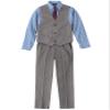 IZOD boys 4-piece Vest Set With Collared Dress Shirt, Tie, Vest, Pants Baby and Toddler Suit, Medium Blue/Grey, 2T US view 1