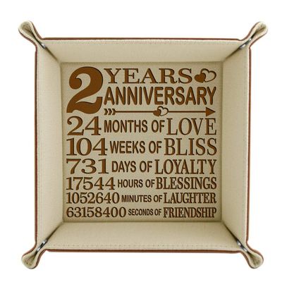 2 Years Anniversary Traditional Cotton Gift, 2nd Wedding Anniversary, Engraved Cotton Organization Jewelry Tray