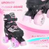 Kids Roller Skates for Girls, Pink Adjustable Rollerskates with Light Up Wheels for Toddler Little Kid Ages 6-12 4 5 6 7, Beginners Outdoor Sports Toys, Best Birthday Gift for Girls Kids view 2
