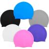 Syhood 6 Pieces Unisex Adult Silicone Swim Cap Waterproof Swimming Hat Non Slip Pool Hat Elastic Silicone Cap for Long and Short Hair(Black, Gray, White, Blue, Deep Purple, Pink) view 1